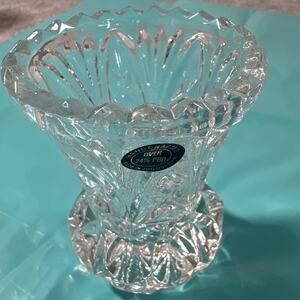 vintage ZAJECAR lead crystal bud vase or toothpick holder 24% lead crystal  3”